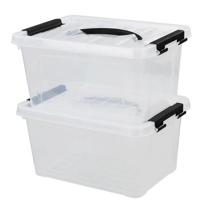 Obstnny 6 Quart Stackable Clear Plastic Storage Bins with Lids, Multi-purpose Organizing Boxes, 2 Packs - Image 1